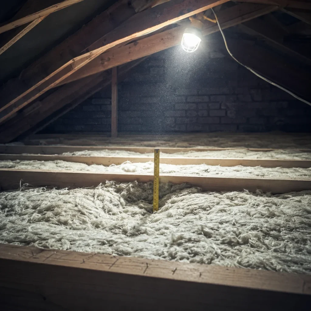 Attic insulation checked during a BER survey